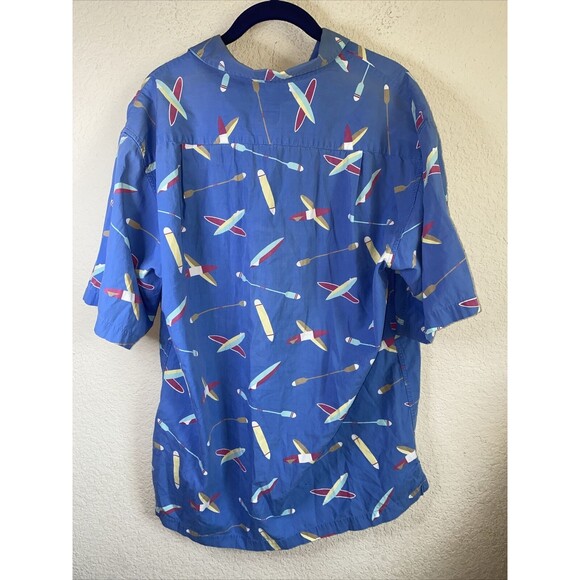Merona Sport Paddle Board Oars Row Surf Snap Shirt 80s 90s L vintage lake beach - Picture 9 of 10